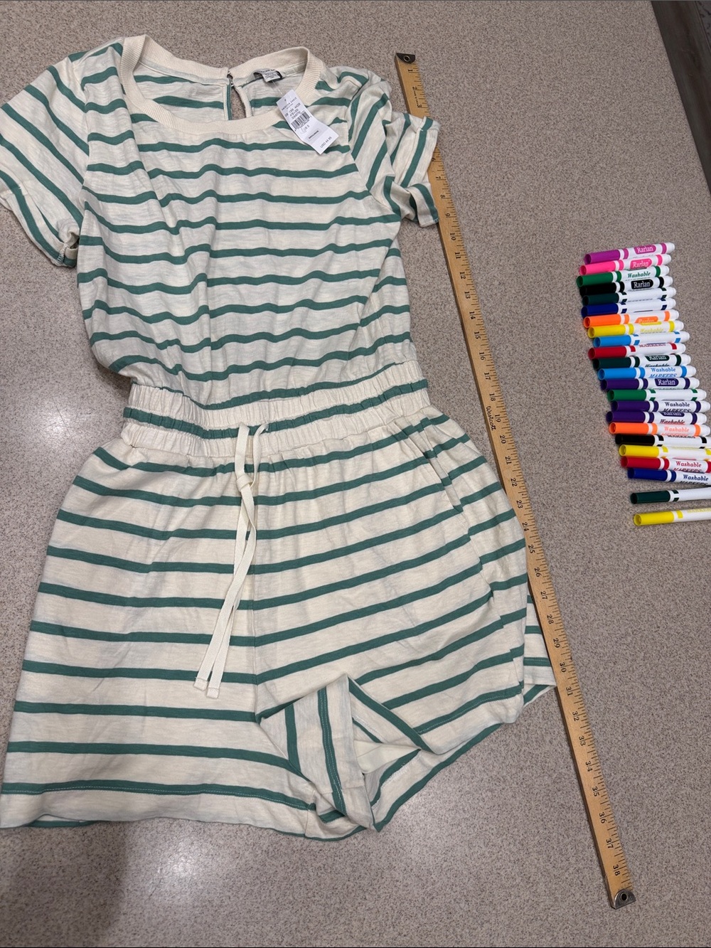 NWT, American Eagle and Green Striped Cotton Romper size small